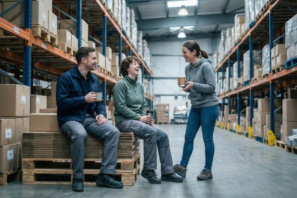 Arbeidsdeskundige bezoekt bedrijf voor overleg met medewerkers