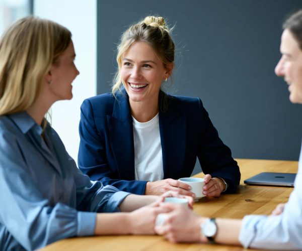 Professioneel teamgesprek in ontspannen sfeer bij ArboAnders
