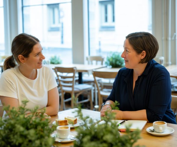 Ontspannen gesprek over werkgeluk en persoonlijke groei