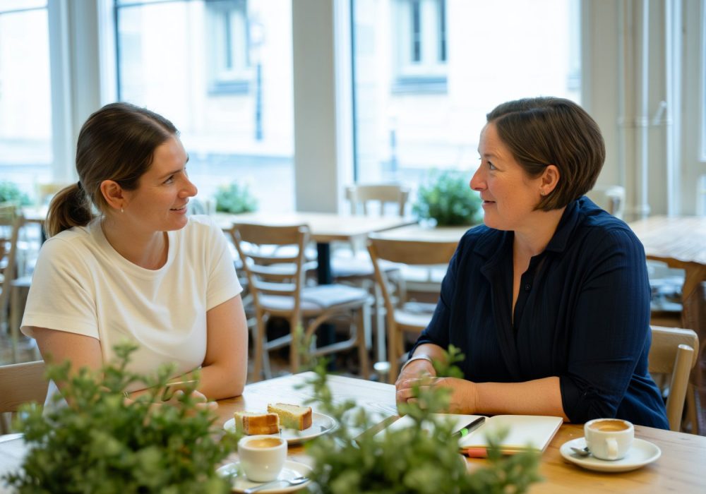 Ontspannen gesprek over werkgeluk en persoonlijke groei